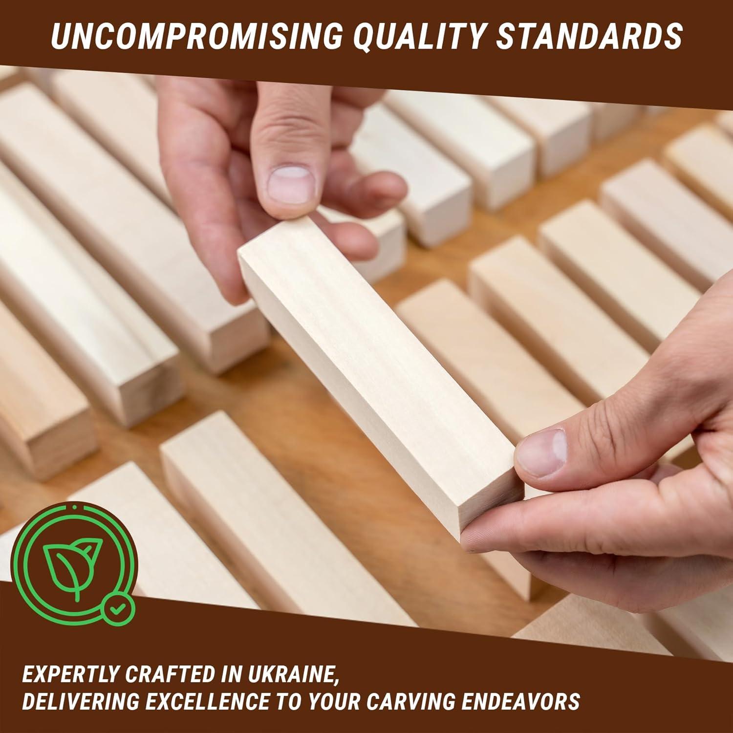 image:imageBeaverCraft Basswood Carving Blocks BW18 pcs Whittling Wood for Crafts Soft Carving Wood Basswood Kit 2 Different Sizes Unfinished Wooden Blocks for Carvers
