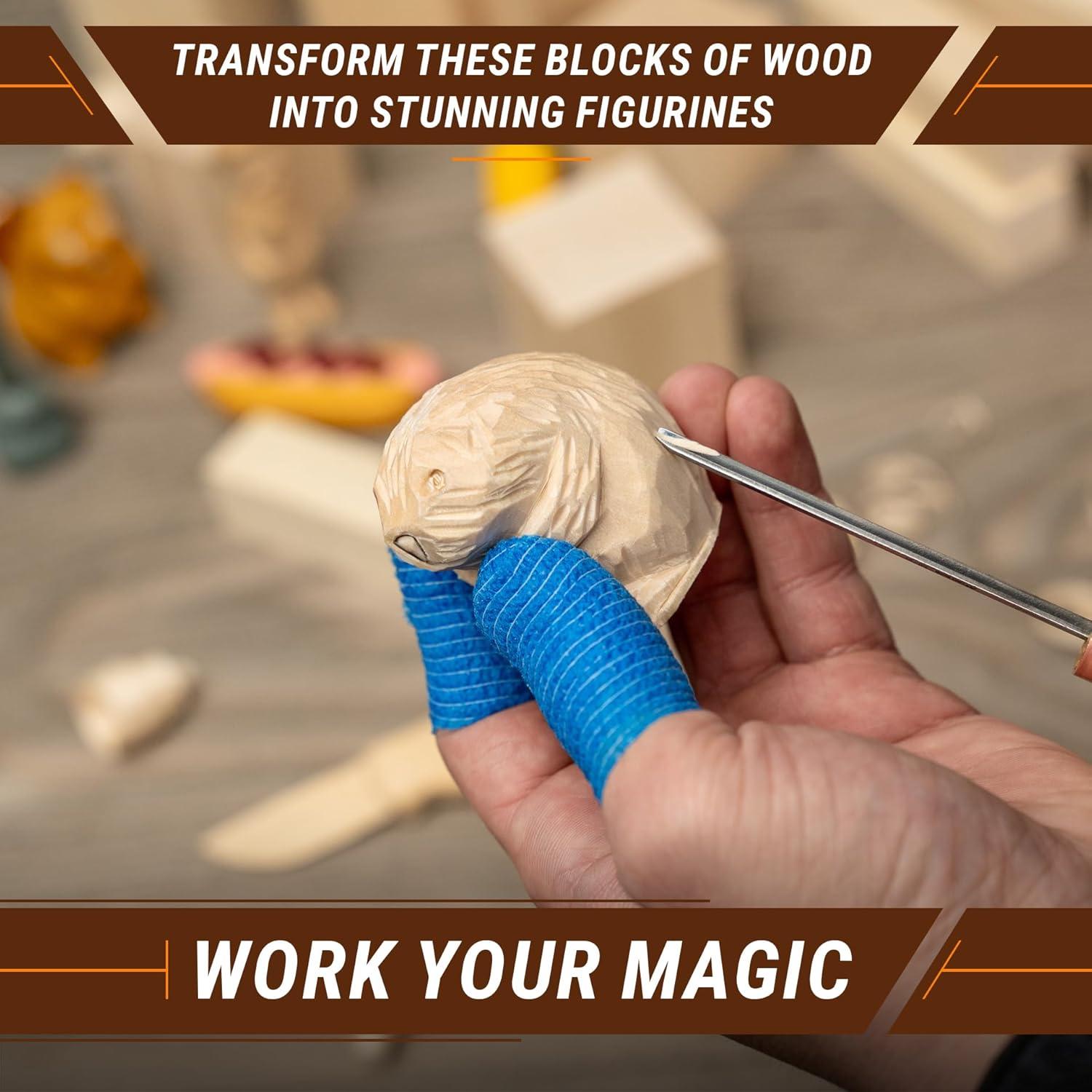 image:imageBeaverCraft Basswood Carving Blocks BW18 pcs Whittling Wood for Crafts Soft Carving Wood Basswood Kit 2 Different Sizes Unfinished Wooden Blocks for Carvers