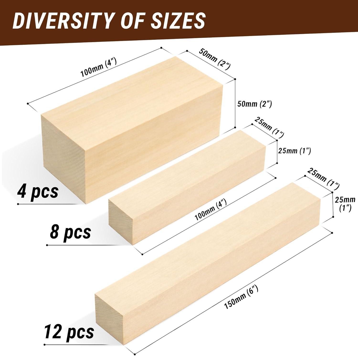 image:imageBeaverCraft Basswood Carving Blocks BW24 pcs Large Whittling Wood Carving Blocks 6 2 Unfinished Wooden Block for Crafts Soft Bass Wood Blank for CarversBW24