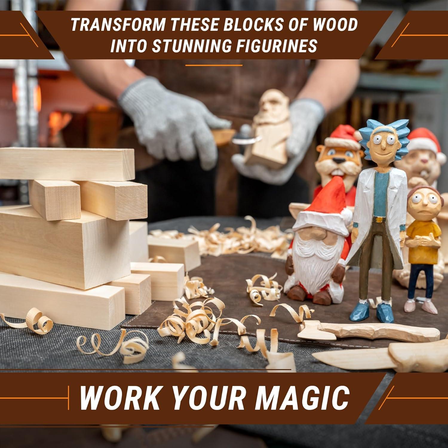 image:imageBeaverCraft Basswood Carving Blocks Set BW 10 PCS Wood Carving Kit Whittling Wood Soft Basswood Block for Crafts Large Unfinished Wooden Blocks 2PCS 198 595 8PCS 102 595