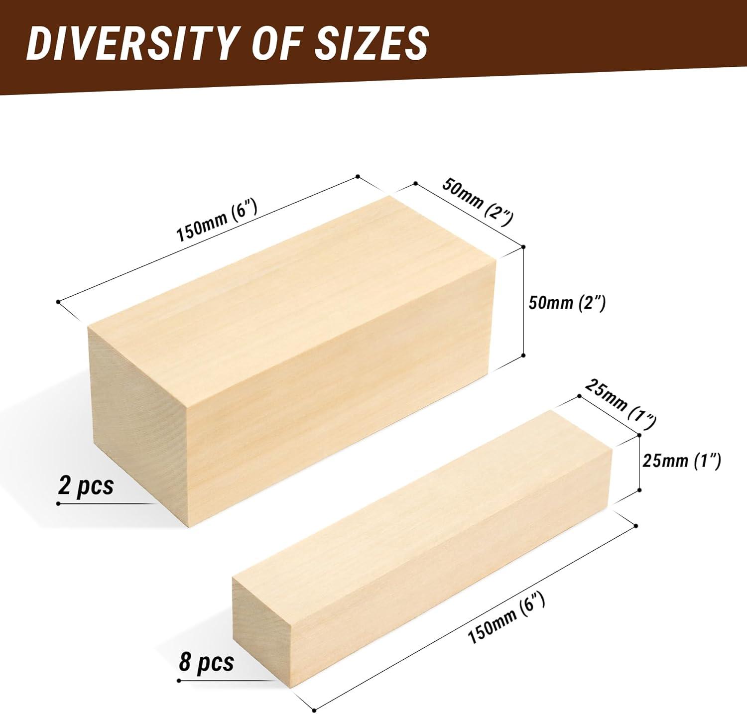 image:imageBeaverCraft Basswood Carving Blocks Set BW 10 PCS Wood Carving Kit Whittling Wood Soft Basswood Block for Crafts Large Unfinished Wooden Blocks 2PCS 198 595 8PCS 102 595