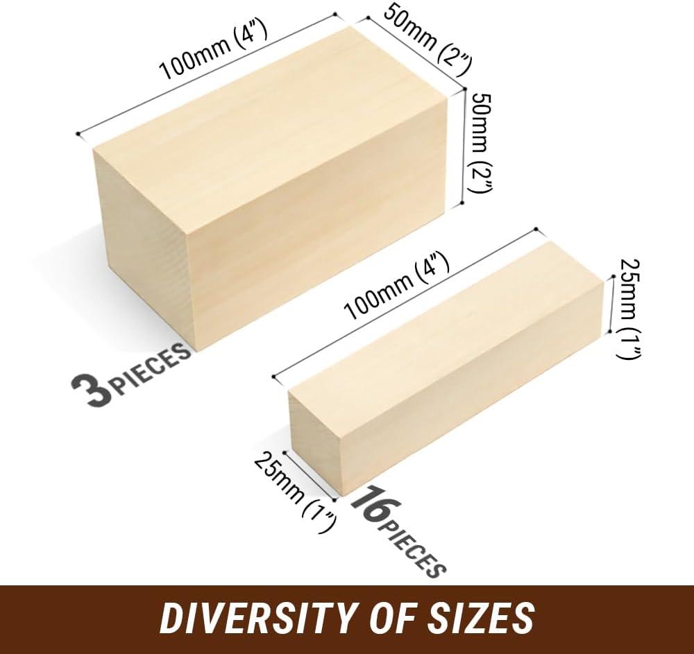 image:imageBeaverCraft Basswood Carving Blocks Whittling Wood BW19 Unfinished Wood Blocks Set Soft Basswood for Carving Wooden Block for Crafts amp Whittling