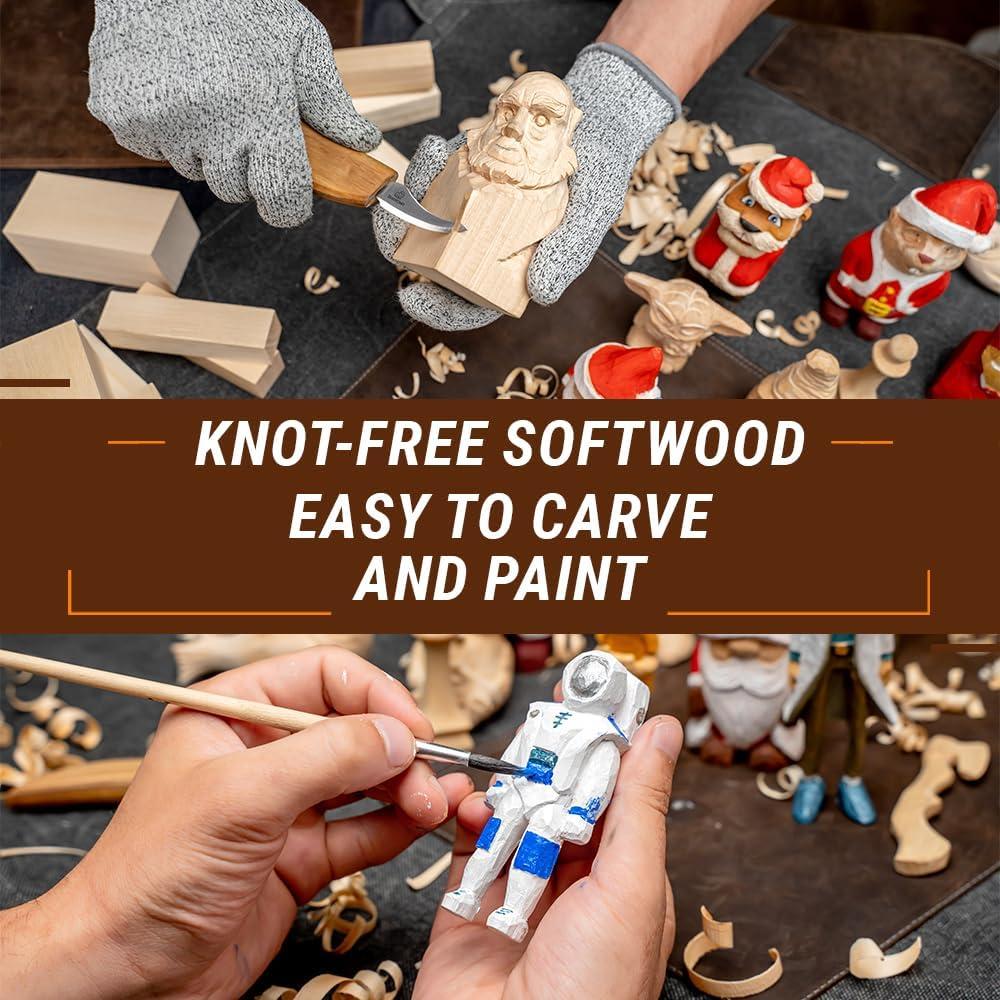 image:imageBeaverCraft Basswood Carving Blocks Whittling Wood BW19 Unfinished Wood Blocks Set Soft Basswood for Carving Wooden Block for Crafts amp Whittling