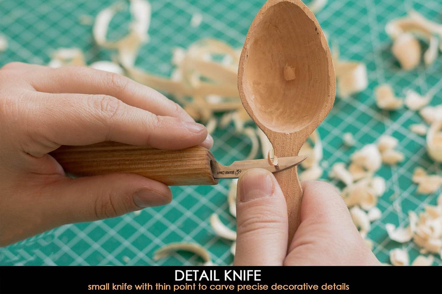 image:imageBeaverCraft S13 Wood Carving Tools Set for Spoon Carving 3 Knives Wood Carving Kit for Beginners Hook Knife Wood Carving RightHanded Spoon Carving Whittling Knives S13 RightHanded