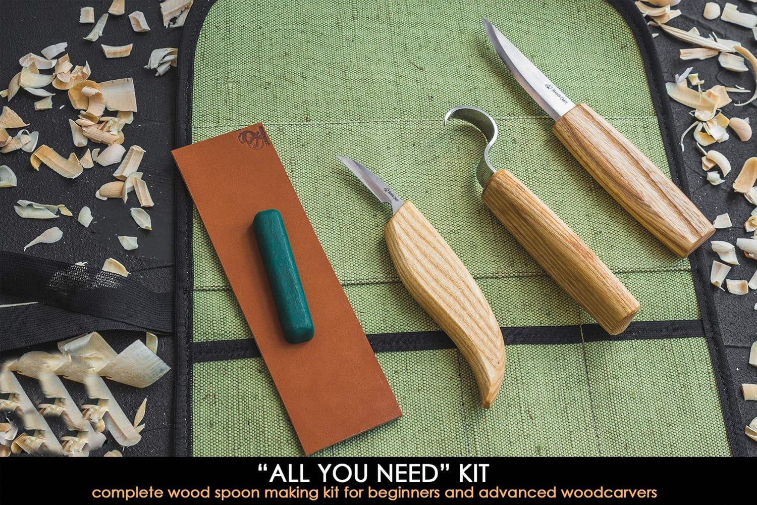 image:imageBeaverCraft S13 Wood Carving Tools Set for Spoon Carving 3 Knives Wood Carving Kit for Beginners Hook Knife Wood Carving RightHanded Spoon Carving Whittling Knives S13 RightHanded