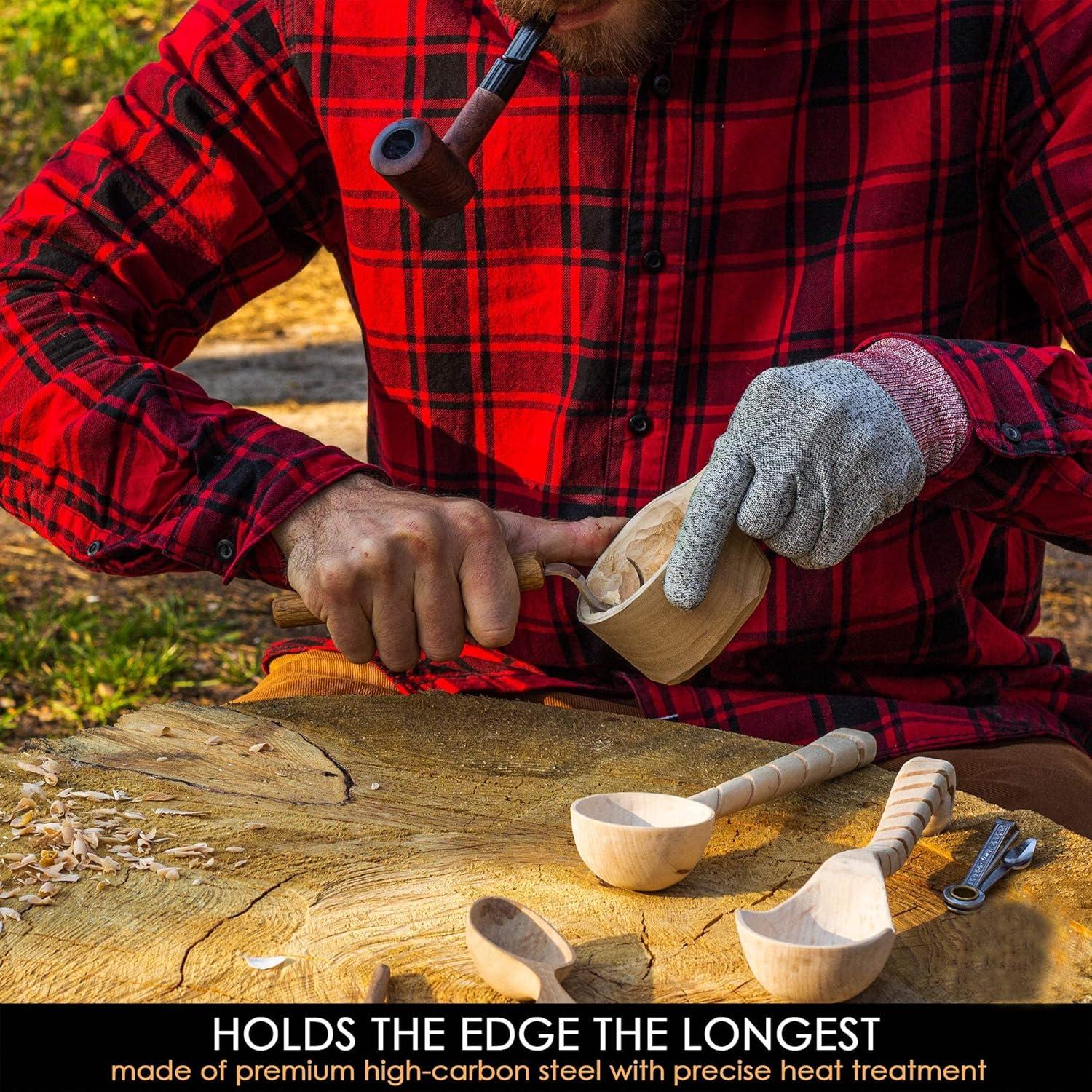 image:imageBeaverCraft Spoon Carving Hook Knife SK1 Spoon Carving Tools RightHanded Crooked Whittling Knife for Spoons Kuksa Bowls and Cups Whittling Tools for Beginners and Professional Carvers