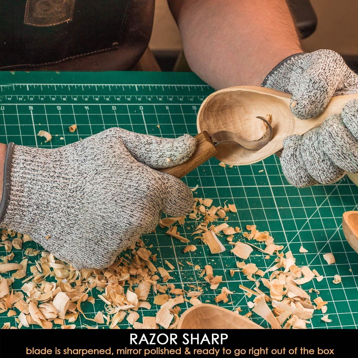 image:imageBeaverCraft Spoon Carving Hook Knife SK1 Spoon Carving Tools RightHanded Crooked Whittling Knife for Spoons Kuksa Bowls and Cups Whittling Tools for Beginners and Professional Carvers