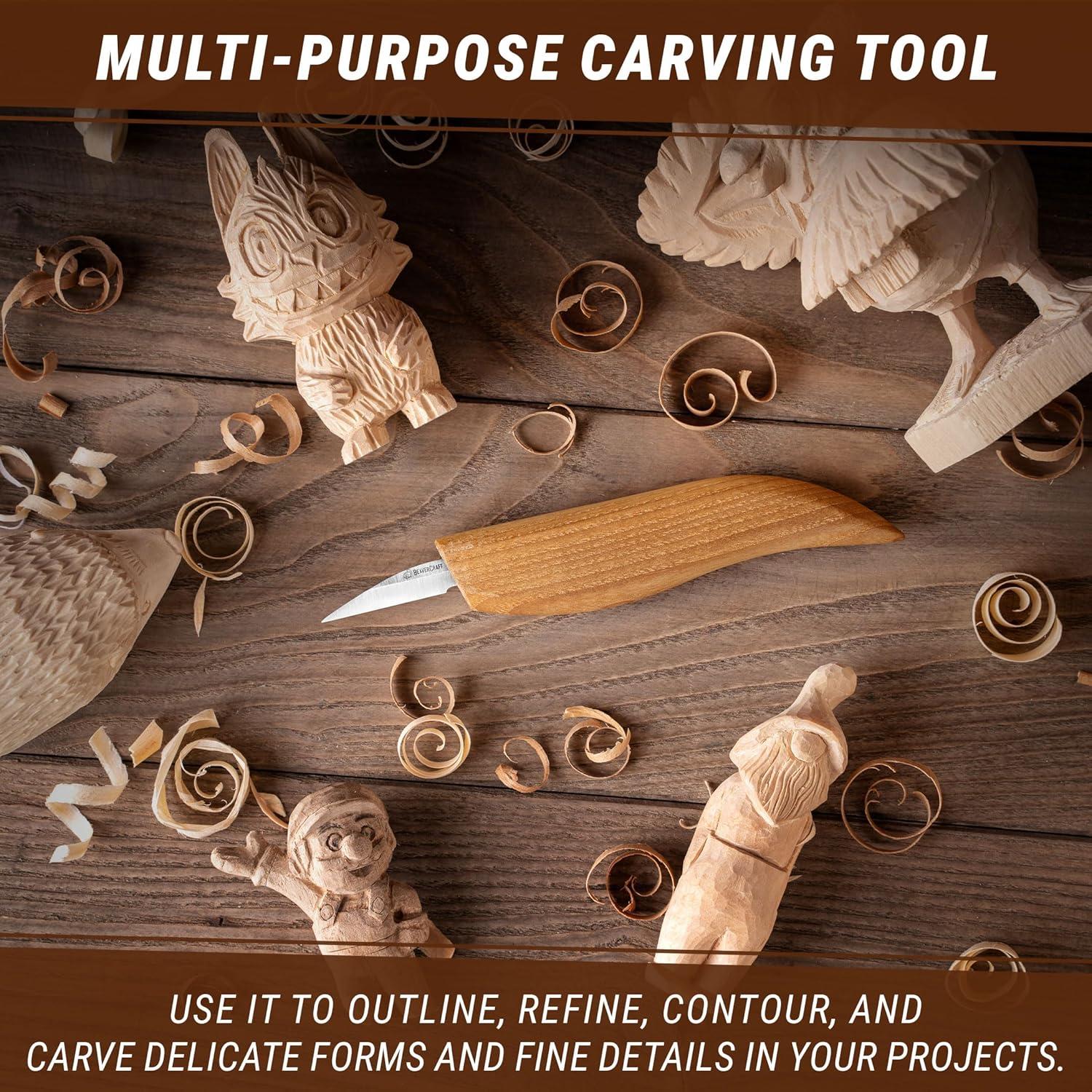 image:imageBeaverCraft Wood Carving Detail Knife C15 14 Whittling Knife for Detail Woodcarving Craft Knife Chip Carving Knife Wood Carving Tools for Beginners and Kids