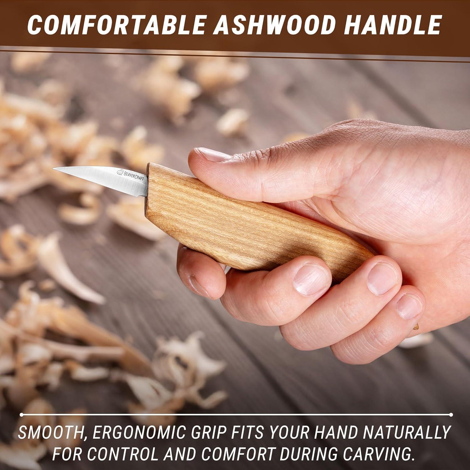 image:imageBeaverCraft Wood Carving Detail Knife C15 14 Whittling Knife for Detail Woodcarving Craft Knife Chip Carving Knife Wood Carving Tools for Beginners and Kids