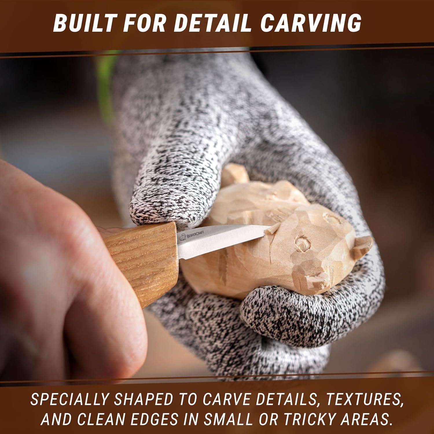 image:imageBeaverCraft Wood Carving Detail Knife C15 14 Whittling Knife for Detail Woodcarving Craft Knife Chip Carving Knife Wood Carving Tools for Beginners and Kids