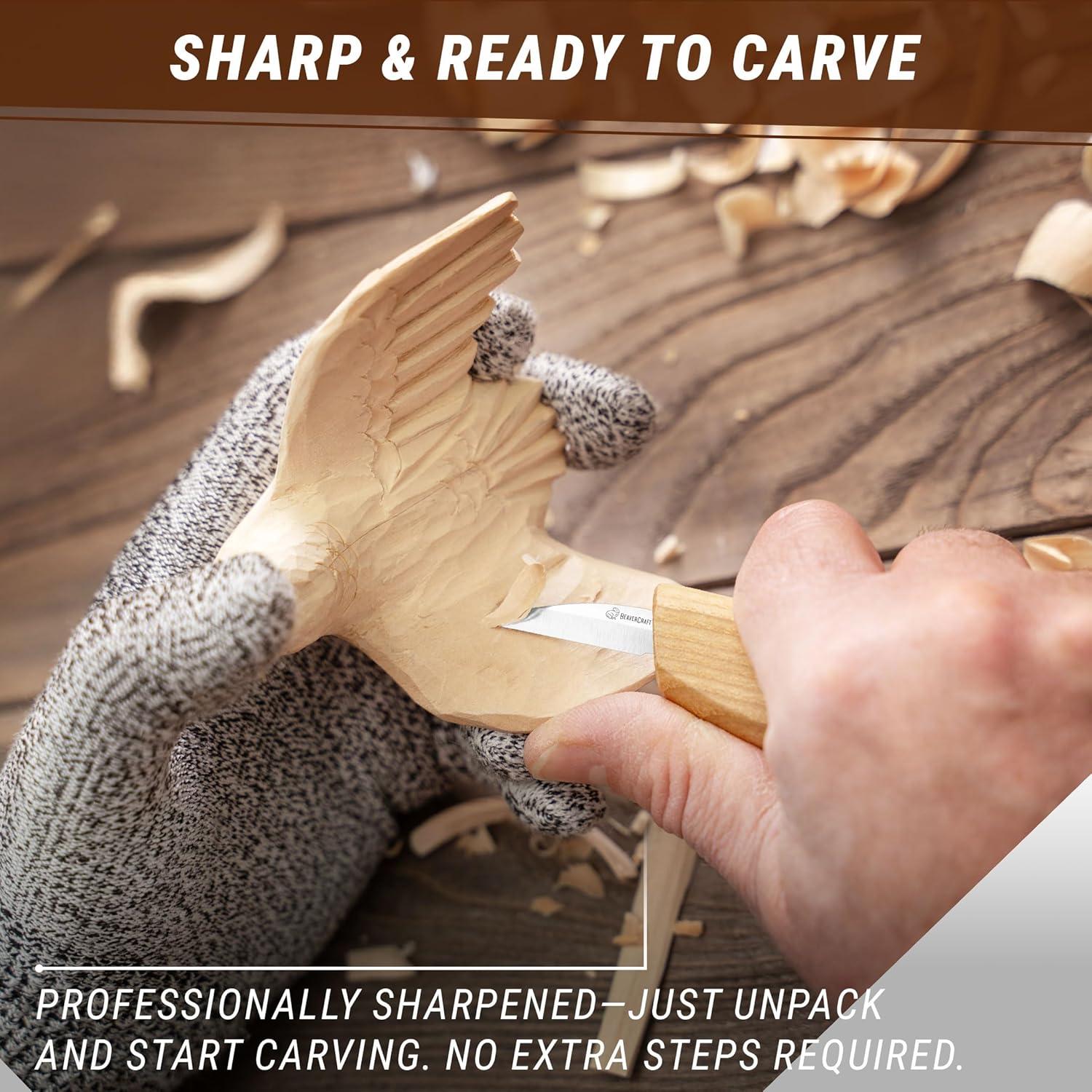 image:imageBeaverCraft Wood Carving Detail Knife C15 14 Whittling Knife for Detail Woodcarving Craft Knife Chip Carving Knife Wood Carving Tools for Beginners and Kids