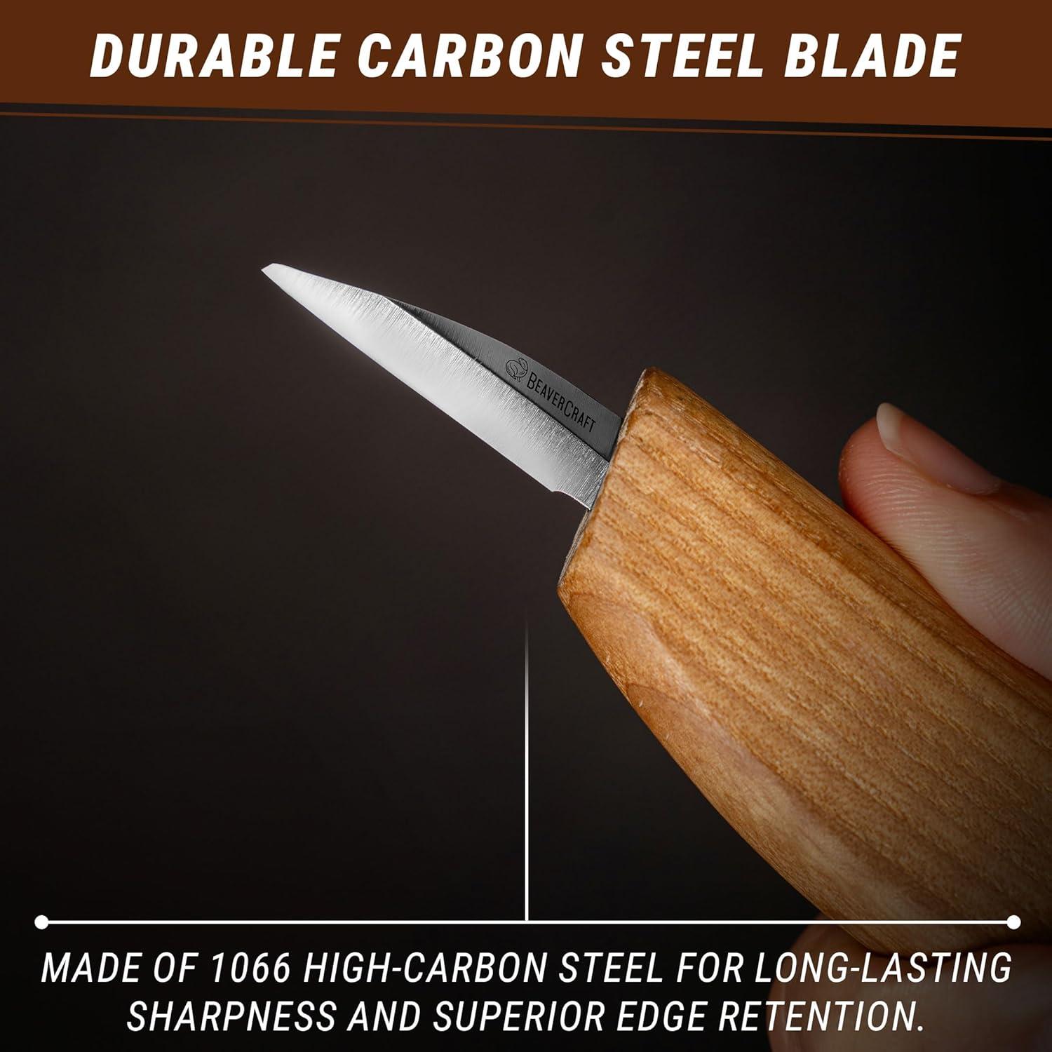 image:imageBeaverCraft Wood Carving Detail Knife C15 14 Whittling Knife for Detail Woodcarving Craft Knife Chip Carving Knife Wood Carving Tools for Beginners and Kids
