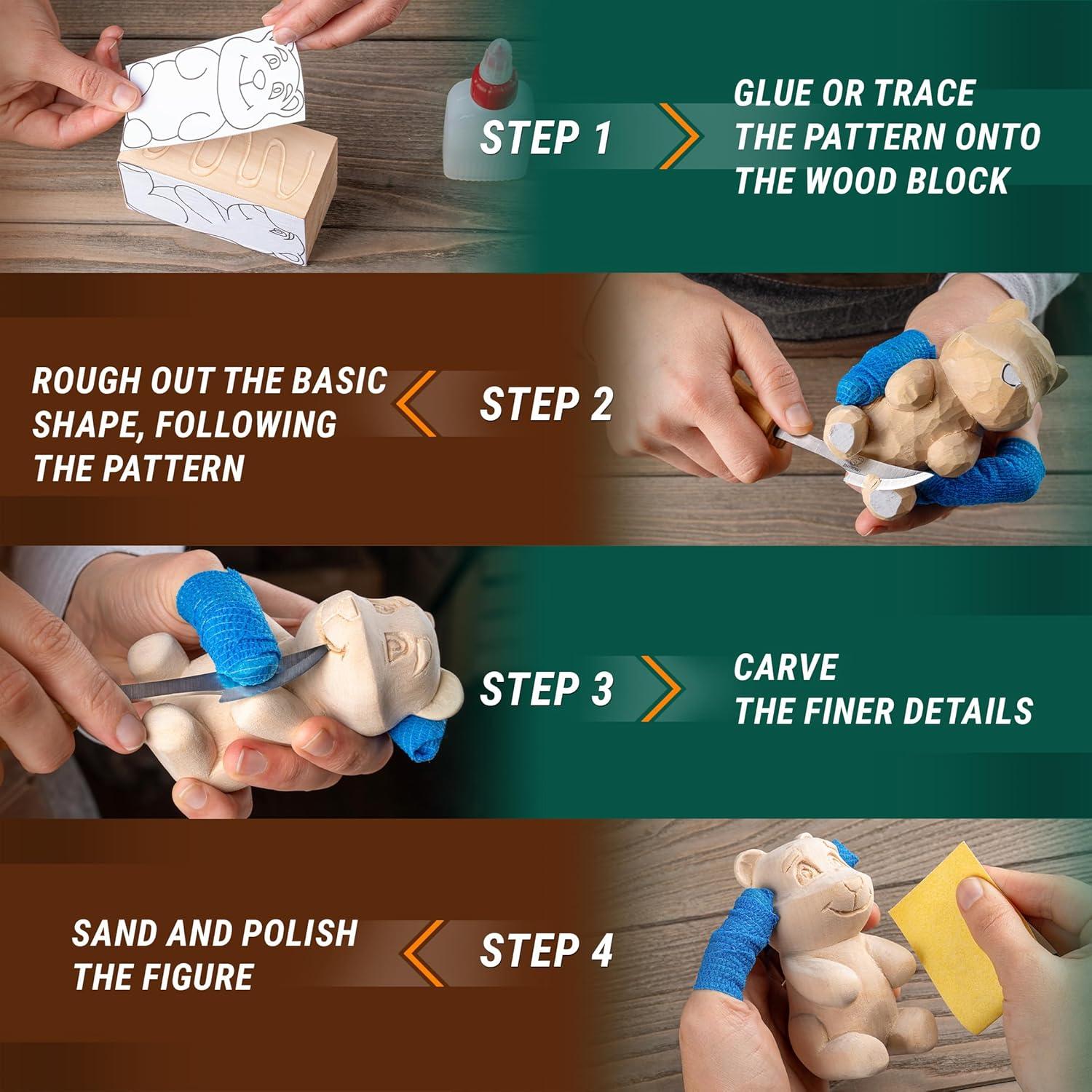 image:imageBeaverCraft Wood Carving Kit for Beginners DIY 05 Whittling Kit with Wood Carving Knife amp Basswood Blocks Hobby Craft for Adults and Teens Whittling Tools Set for Carvers