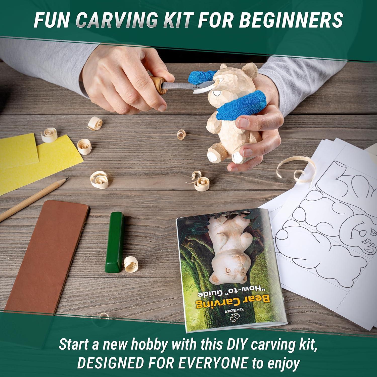image:imageBeaverCraft Wood Carving Kit for Beginners DIY 05 Whittling Kit with Wood Carving Knife amp Basswood Blocks Hobby Craft for Adults and Teens Whittling Tools Set for Carvers
