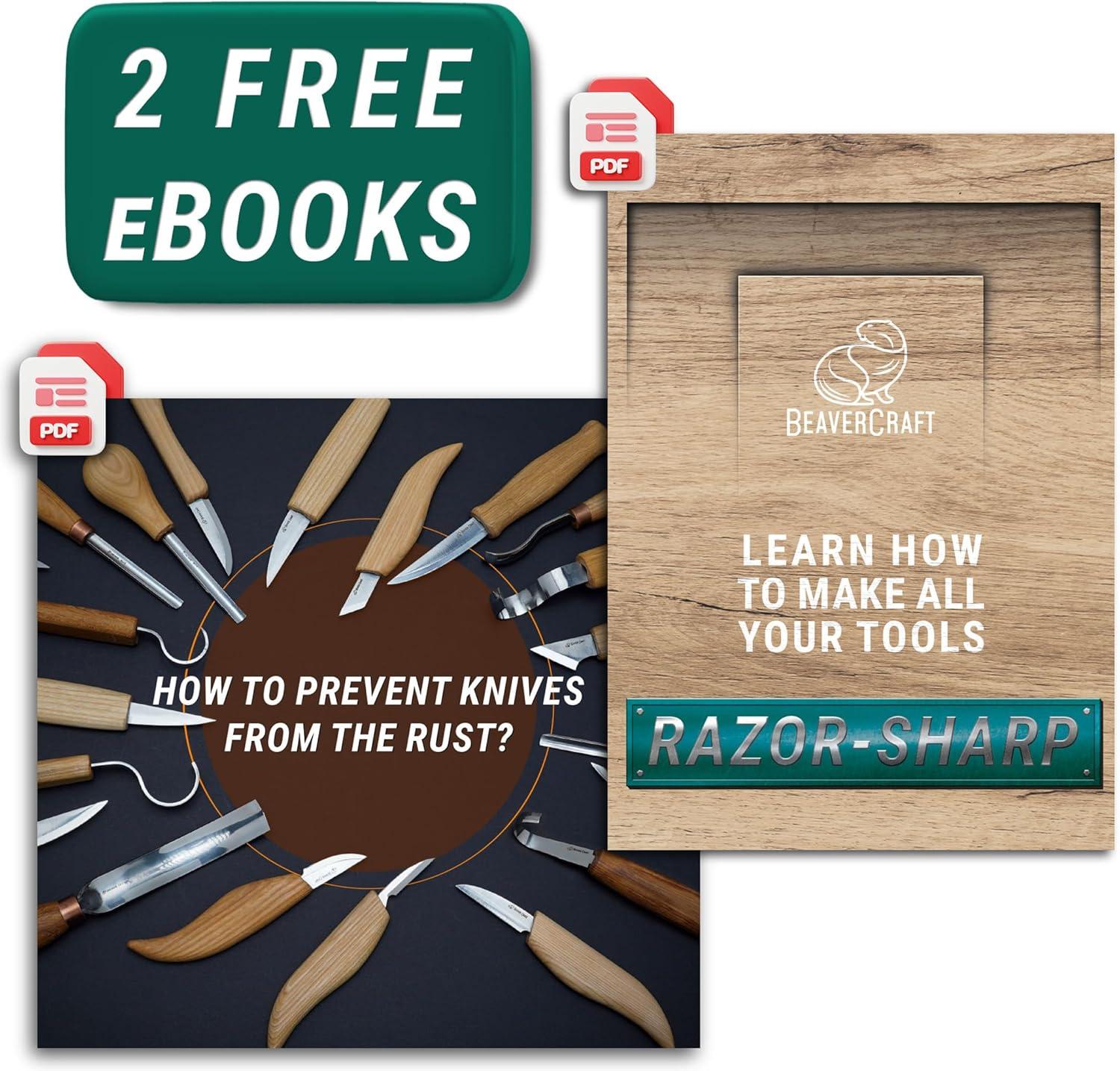 image:imageBeaverCraft Wood Carving Knife Kit S15 Whittling Kit for Beginners Kids Wood Carving Tools Set with Detail Chip Knife Sloyd Whittling Knives amp Leather Strop Polishing Compound and Tutorials
