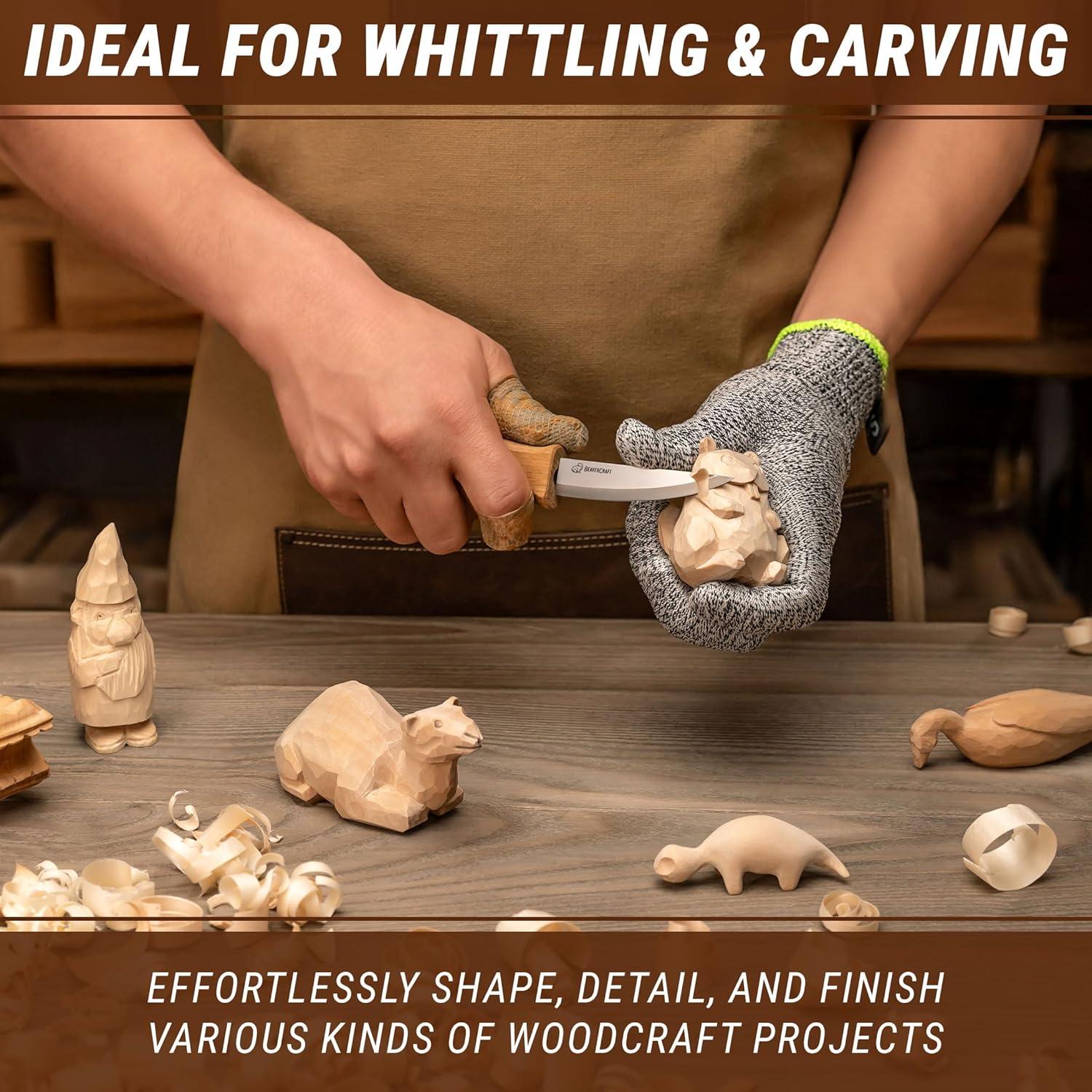 image:imageBeaverCraft Wood Carving Sloyd Knife C4s 3 Whittling Knife with Leather Sheath for Carvers Chip Wood Carving Tools for Beginner and Profi