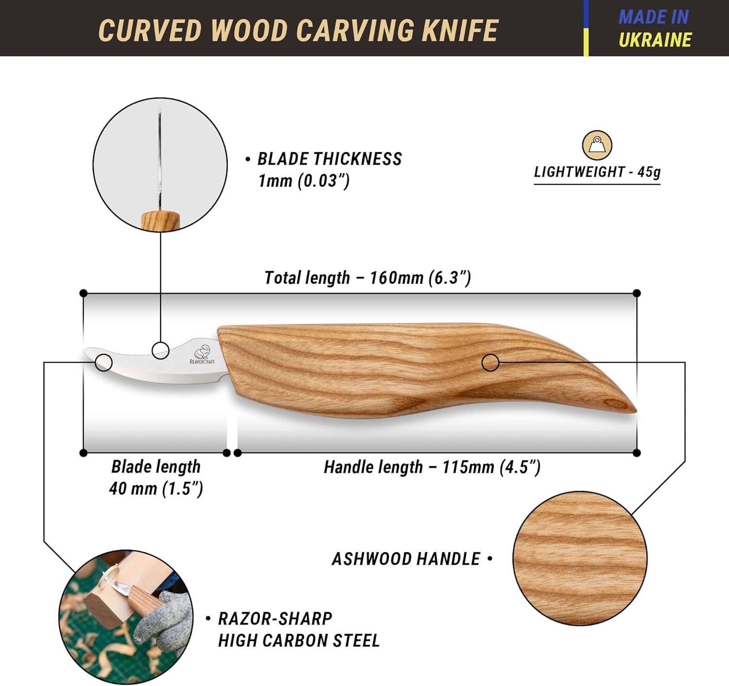 image:imageBeaverCraft Wood Chip Carving Knife for Beginners amp Kids Safety Whittling Knives Small Sloyd Carving Knife C18 Wood Whittling Tools for Woodworking