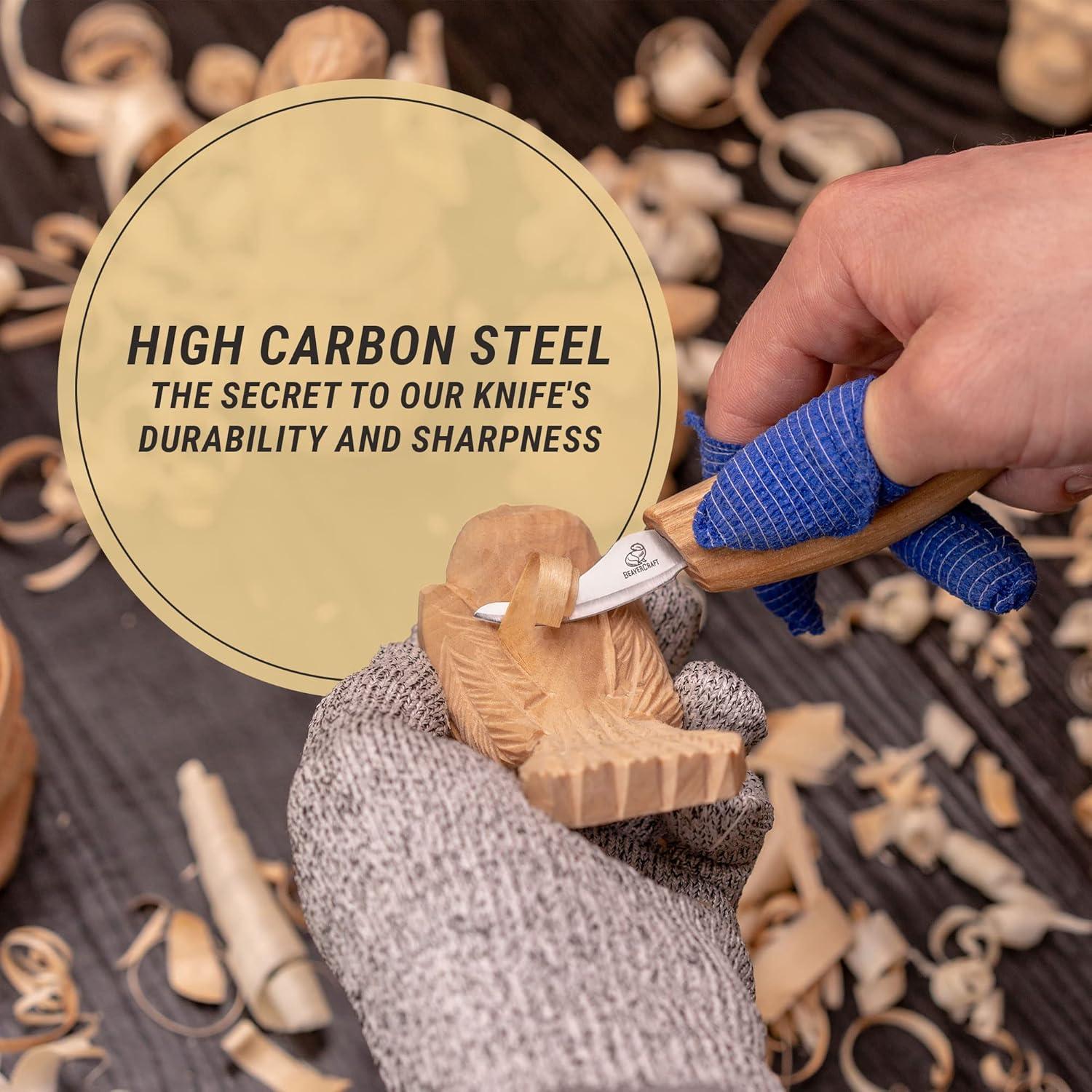 image:imageBeaverCraft Wood Chip Carving Knife for Beginners amp Kids Safety Whittling Knives Small Sloyd Carving Knife C18 Wood Whittling Tools for Woodworking