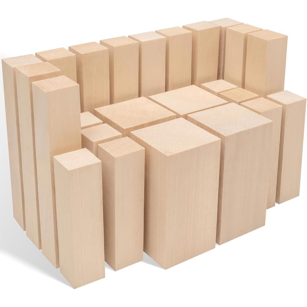 image:imageBeaverCraft Basswood Carving Blocks BW24 pcs  Large Whittling Wood Carving Blocks 6 2  Unfinished Wooden Block for Crafts  Soft Bass Wood Blank for CarversBW24