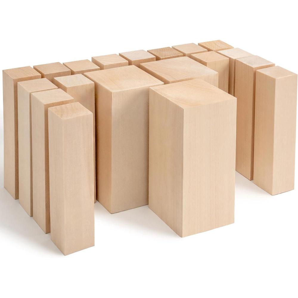 image:imageBeaverCraft Basswood Carving Blocks Whittling Wood BW19 Unfinished Wood Blocks Set Soft Basswood for Carving Wooden Block for Crafts amp Whittling