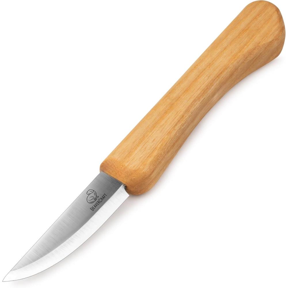 image:imageBeaverCraft Whittling Knife C1M Sloyd Chip Wood Carving Knife Carbon Steel Small Whittling Knives for General and Detail Delicate Cutting Wood Carving Tools for Beginners and Professionals