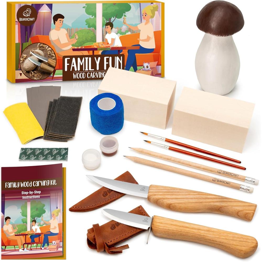 image:imageBeaverCraft Wood Carving Kit for Beginners DIY Kits for Adults amp Kids Woodworking Kit Whittling Knife Set Craft Hobby Kits for Adults Teens Hobbies for Men amp Women Wood Carving Knives Tools DIY09