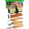 image:imageBeaverCraft S13L Wood Carving Tools Set for Spoon Carving 3 Knives in Tools Roll Leather Strop and Polishing Compound Hook Sloyd Detail Knife LeftHanded Spoon Carving Knives S13L LeftHanded