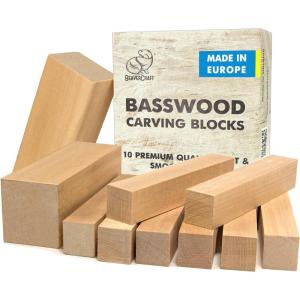 BeaverCraft Basswood Carving Blocks Set BW 10 PCS Wood Carving Kit – Whittling Wood – Soft Basswood Block for Crafts – Large Unfinished Wooden Blocks 2PCS 1.98″ х 5.95″ 8PCS 1.02″ х 5.95″
