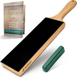 BeaverCraft Leather Strop Kit for Knife Sharpening 15.2″ – Leather Knife Strop with Polishing Compound – Stropping Kit Double Sided LS1P1, Razor Sharpener for Knives, Chisels – eBook Guide Included
