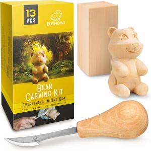 BeaverCraft Wood Carving Kit for Beginners DIY 05 – Whittling Kit with Wood Carving Knife & Basswood Blocks – Hobby Craft for Adults and Teens – Whittling Tools Set for Carvers
