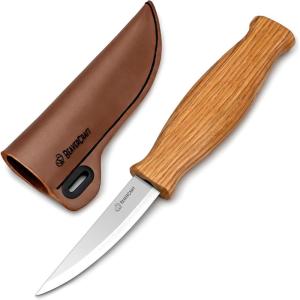 BeaverCraft Wood Carving Sloyd Knife C4s 3″ – Whittling Knife with Leather Sheath for Carvers – Chip Wood Carving Tools for Beginner and Profi