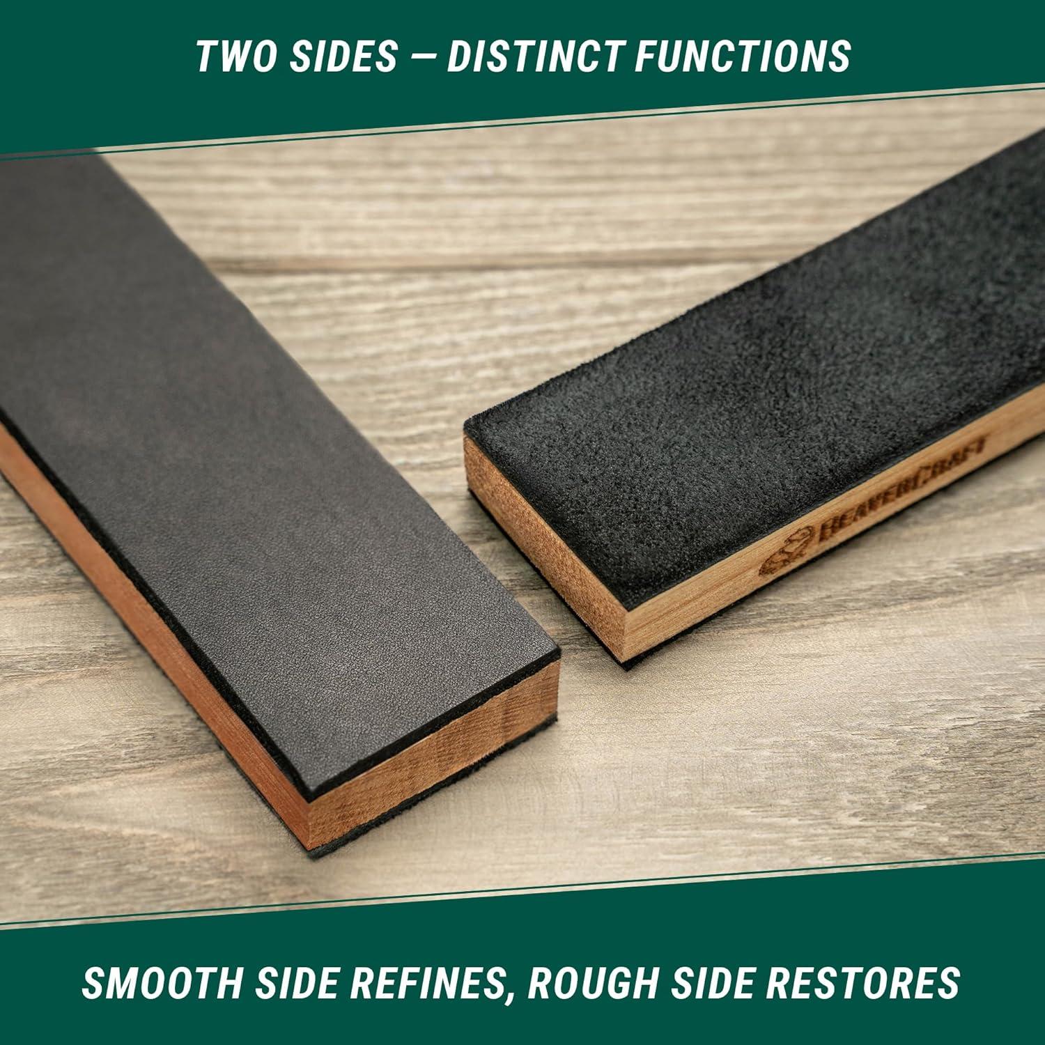 image:imageBeaverCraft Leather Strop for Knife Sharpening LS9P02 Stropping Kit with Polishing Compound Leather Knife Sharpener Honing Strop Block 2sided