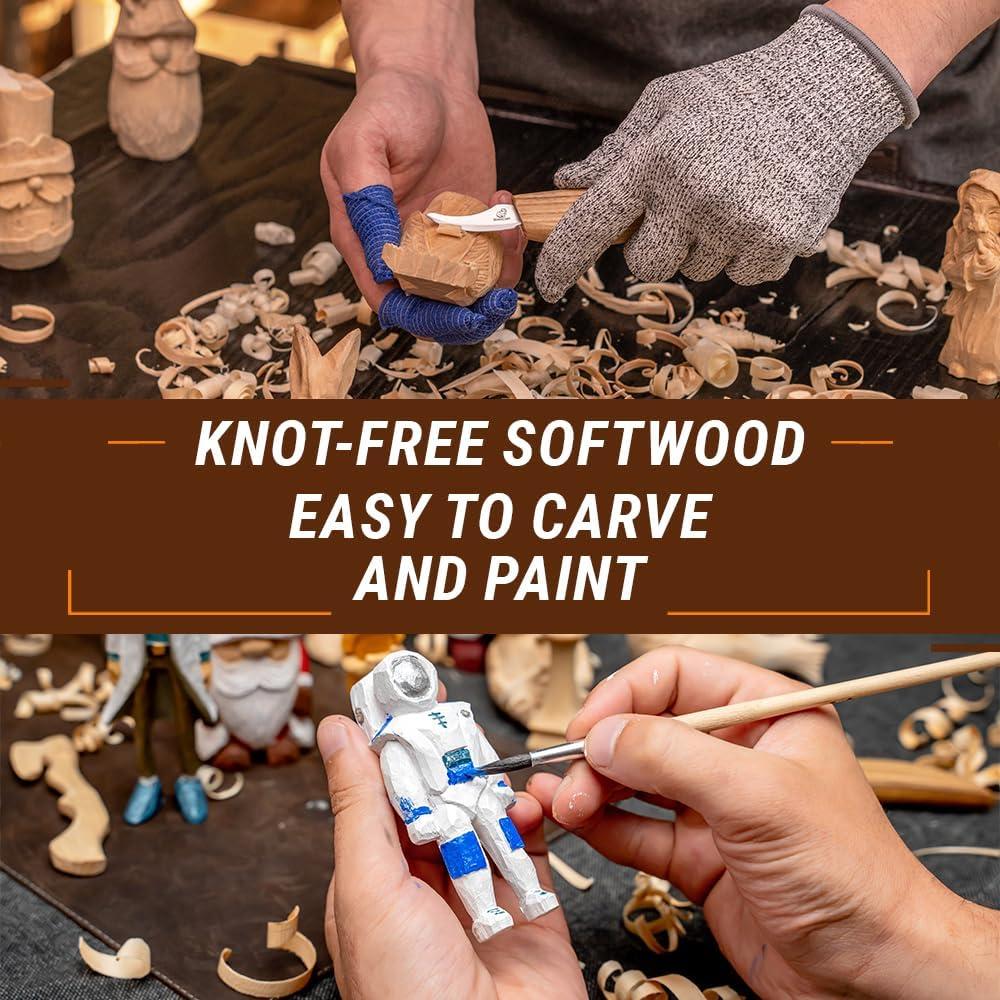 image:imageBeaverCraft Basswood Carving Blocks 7PCS Whittling Wood Kit Soft Wood Block for Crafts Basswood for Carving Unfinished Wooden Blank Set BW7