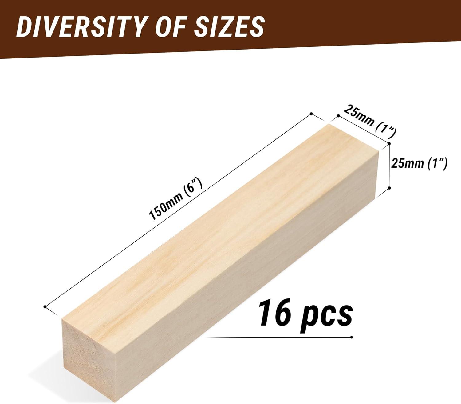 image:imageBeaverCraft Basswood Carving Blocks BW16 pcs Soft Whittling Wood Carving Kit for Beginners Unfinished Wooden Block Set Basswood for Crafts