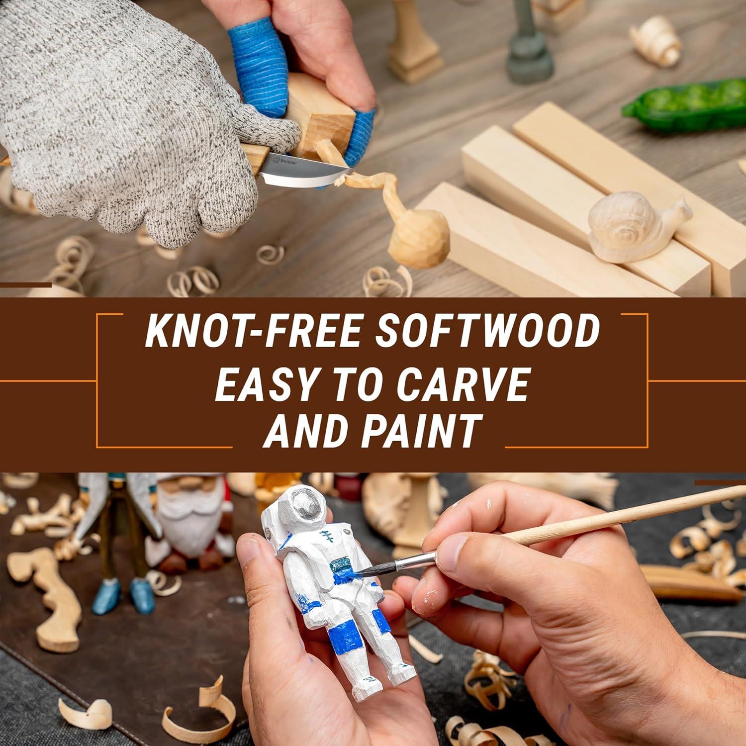 image:imageBeaverCraft Basswood Carving Blocks BW16 pcs Soft Whittling Wood Carving Kit for Beginners Unfinished Wooden Block Set Basswood for Crafts
