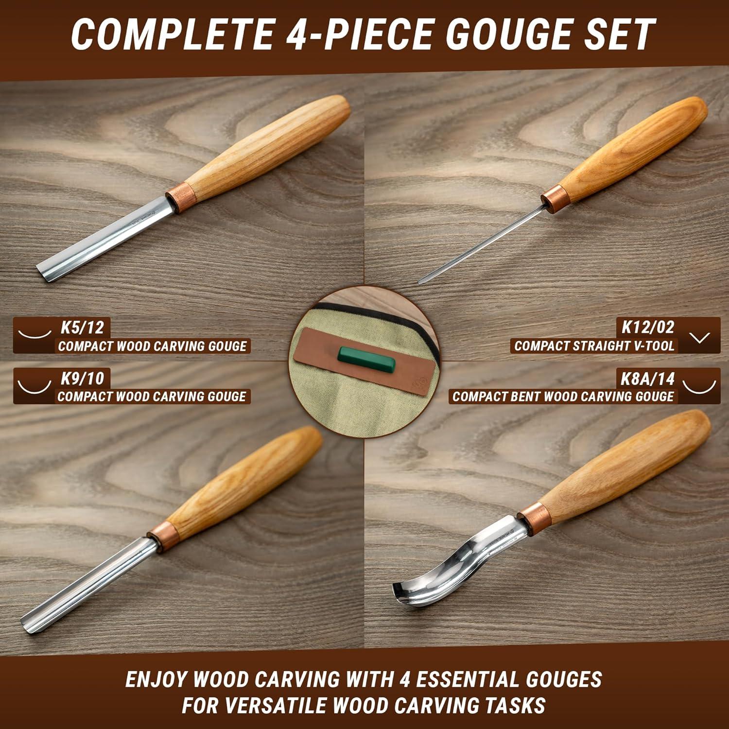 image:imageBeaverCraft Wood Carving Gouges Chisels Kit SC01 Wood Spoon Carving Chisel Set Whittling Tools Includes Radial Gouges Flat Chisel Bent Gouge Leather Strop amp Rolling PouchChisel Set