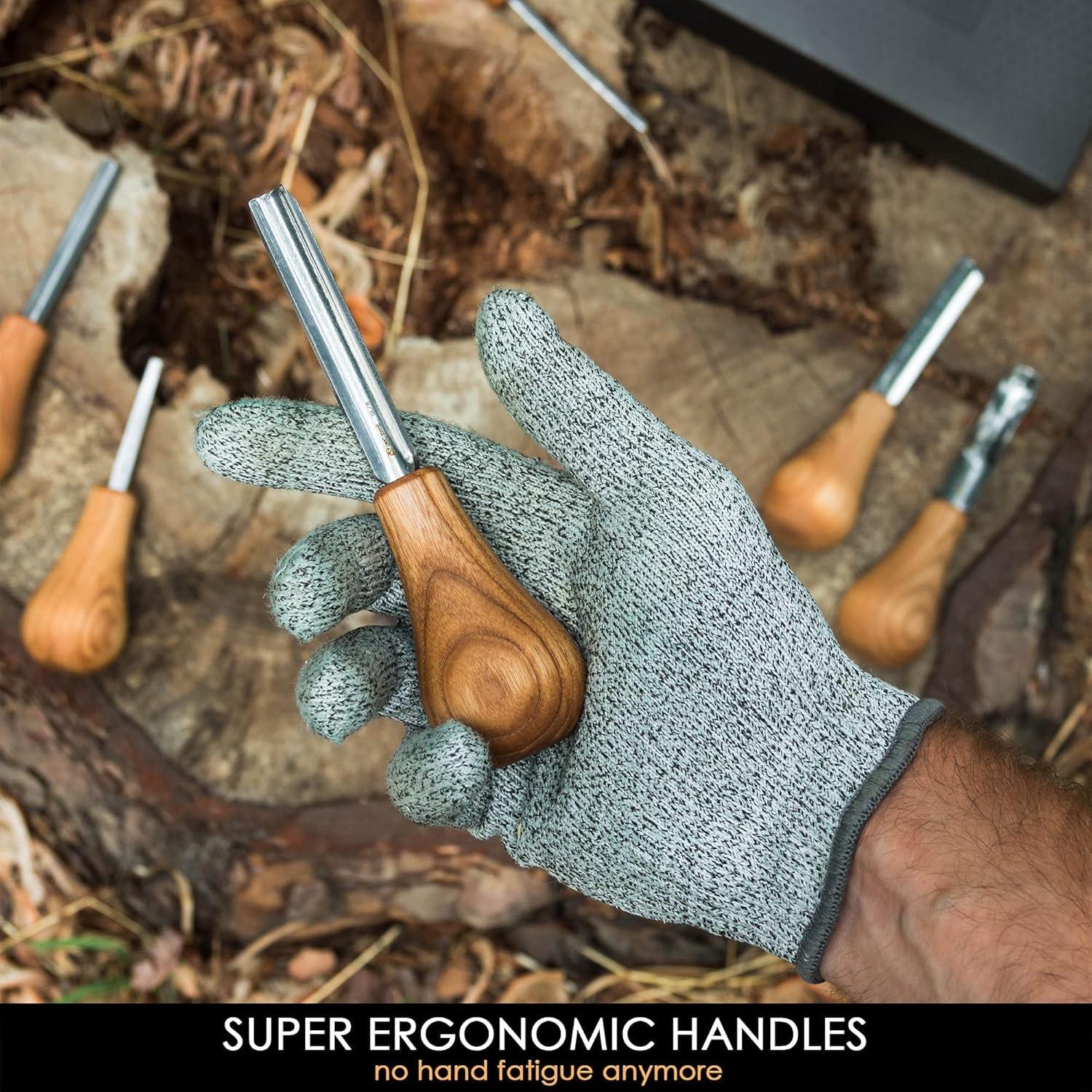 image:imageBeaverCraft Wood Carving Gouges Kit SC05 Wood Carving Chisels Set with Palm Gouge amp Flat Straight Chisel Rounded Short Bent Vchisels Whittling Knives Tools for Beginners and Profi Carvers