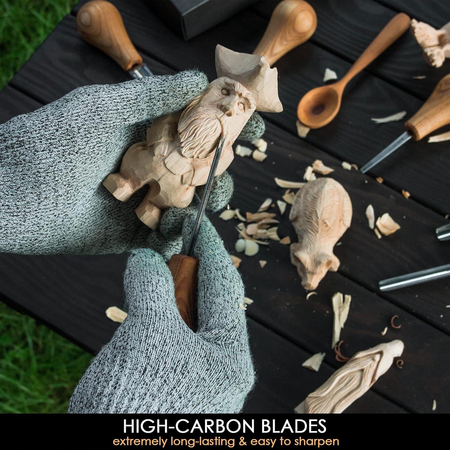 image:imageBeaverCraft Wood Carving Gouges Kit SC05 Wood Carving Chisels Set with Palm Gouge amp Flat Straight Chisel Rounded Short Bent Vchisels Whittling Knives Tools for Beginners and Profi Carvers