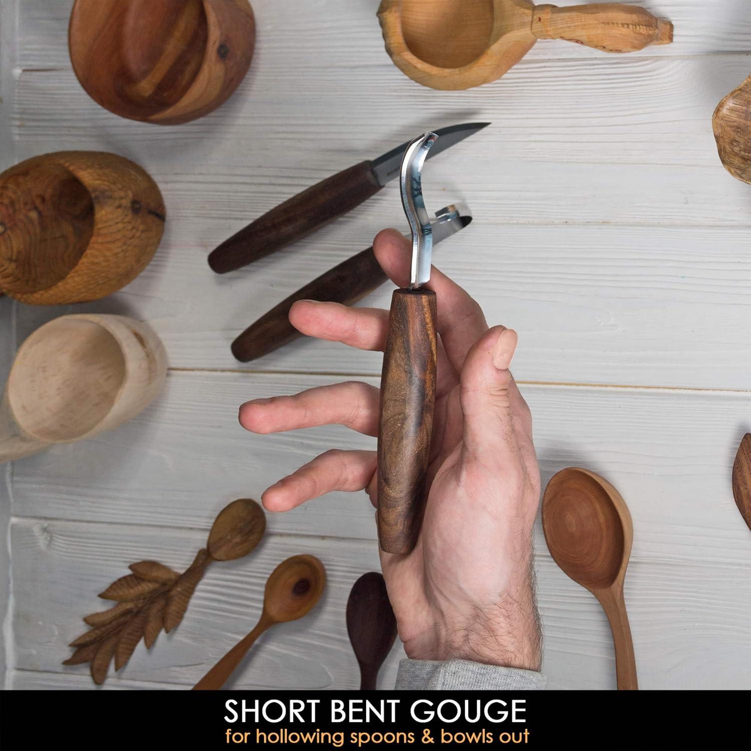 image:imageBeaverCraft Wood Spoon Carving Tools Kit S14x Deluxe Whittling Tools Set Includes Sloyd Wood Carving Knife Hook Knife Gouge Leather RollUp Case amp Leather strop with Polishing Compound