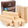 image:imageBeaverCraft Basswood Carving Blocks BW16 pcs  Soft Whittling Wood Carving Kit for Beginners  Unfinished Wooden Block Set  Basswood for Crafts