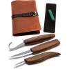 image:imageBeaverCraft Spoon Wood Carving Kit  Spoon Carving Tools Set with Hook Knife Sloyd Chip Small Detail Whittling Knives S13X  Deluxe Whittling Knife Set with amp Leather Strop and Leather Case