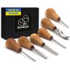 image:imageBeaverCraft Wood Carving Gouges Kit SC05  Wood Carving Chisels Set with Palm Gouge amp Flat Straight Chisel Rounded Short Bent Vchisels  Whittling Knives Tools for Beginners and Profi Carvers