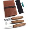 image:imageBeaverCraft Wood Spoon Carving Tools Kit S14x Deluxe  Whittling Tools Set Includes Sloyd Wood Carving Knife Hook Knife Gouge Leather RollUp Case amp Leather strop with Polishing Compound