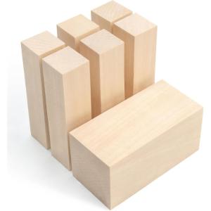 BeaverCraft Basswood Carving Blocks 7PCS Whittling Wood Kit – Soft Wood Block for Crafts, Basswood for Carving, Unfinished Wooden Blank Set BW7