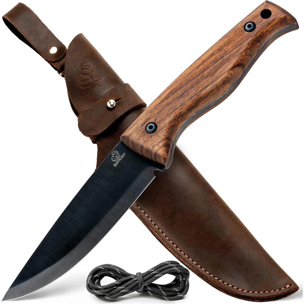 image:imageBeaverCraft Bushcraft Knife Full Tang with Leather Sheath Bush Knife Carbon Steel for Camping Survival Outdoor Knives Fixed Blade BSH3 Nightfall Bushcraft Gear Tools