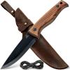 image:imageBeaverCraft Bushcraft Knife Full Tang with Leather Sheath  Bush Knife Carbon Steel for Camping  Survival Outdoor Knives Fixed Blade BSH3 Nightfall  Bushcraft Gear Tools