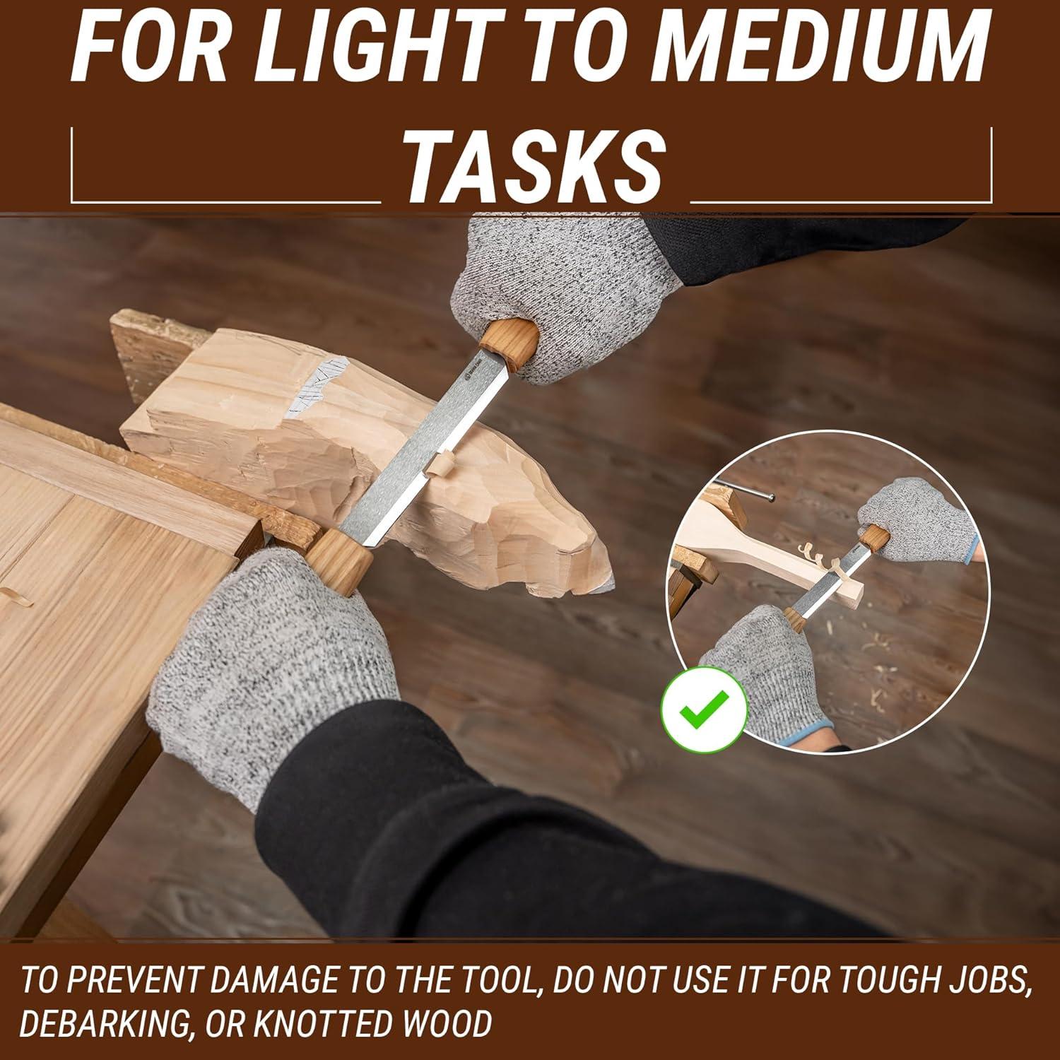 image:imageBeaverCraft Draw Knife Woodworking Tool 43 Drawknife Wood Carving Knife with Leather Sheath DK2s Whittling Knives for Shaping Detailing Spoon Carving Whittling Tools