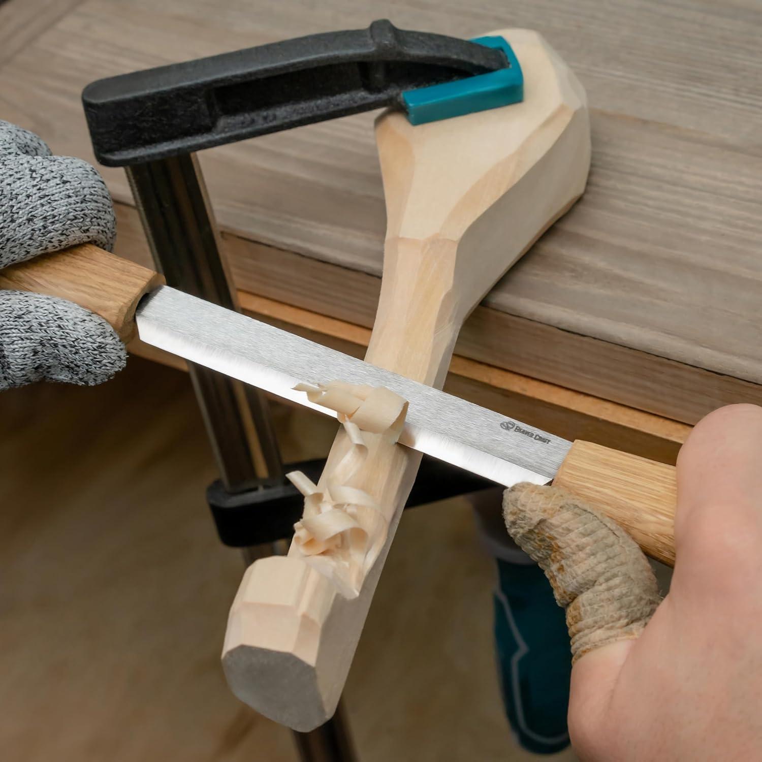 image:imageBeaverCraft Draw Knife Woodworking Tool 43 Drawknife Wood Carving Knife with Leather Sheath DK2s Whittling Knives for Shaping Detailing Spoon Carving Whittling Tools
