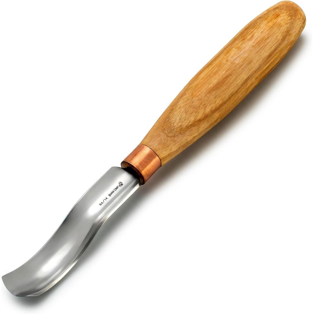 image:imageBeaverCraft Wood Carving Bent Gouge K8a14 055 Spoon Carving Tools Woodworking Hand Chisel Compact Wood Carving Knife for Beginners and Profi Hobbies for Adults and Kids Carbon Steel Blade
