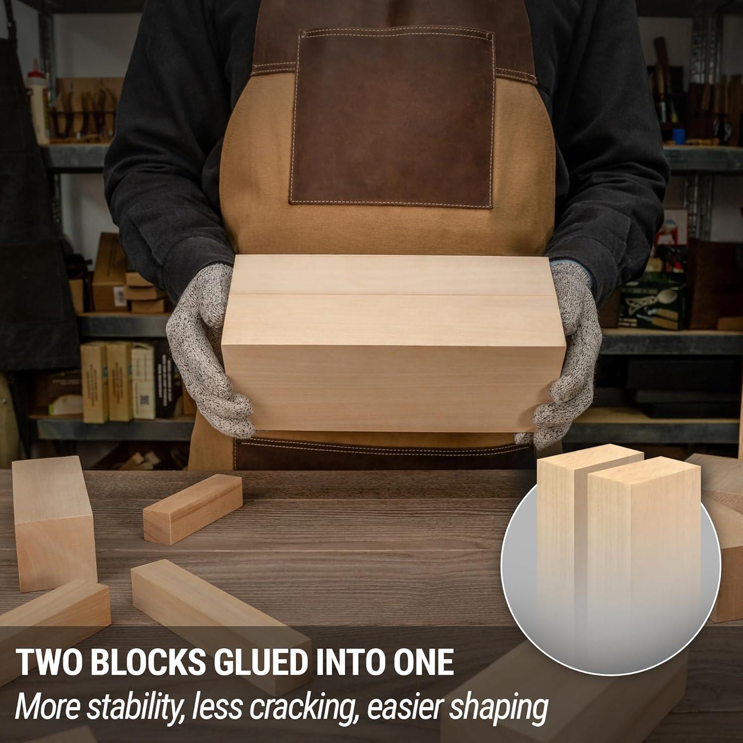 image:imageBeaverCraft Basswood Carving Blocks BW1 Large Wooden Block 10x4x4 Inches Soft Whittling Wood Basswood for Carving Unfinished Wood for Crafts